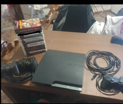 Ps3 Slim 500gb + 13 Games + 3 Joysticks (Complete with Cables) Lot
