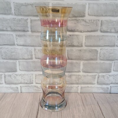 Vintage The Chroma Collection Art Glass Vase Irridescent Rainbow Decor Large