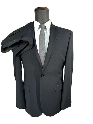 EXPRESS Mens Black X-SLIM FIT STRETCH Flat Front 2 Pc Suit 40R Jacket 36x29 Pant