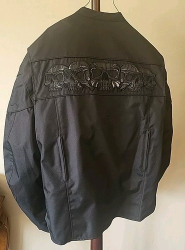 First Classics Black Polyester Motorcycle Jacket Skull Liner Mens Size 3X Y2K - Picture 15 of 24