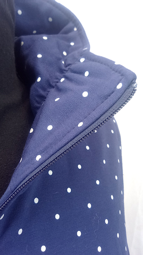 Vest Jacket Navy Blue Polka Dot Mock Turtle Neck Coldwater Creek Size Large - Picture 9 of 10