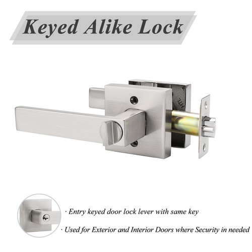 Privacy Door Locks Passage Handles Brushed Nickel Entry Lock keyed Dummy Levers - Picture 17 of 29