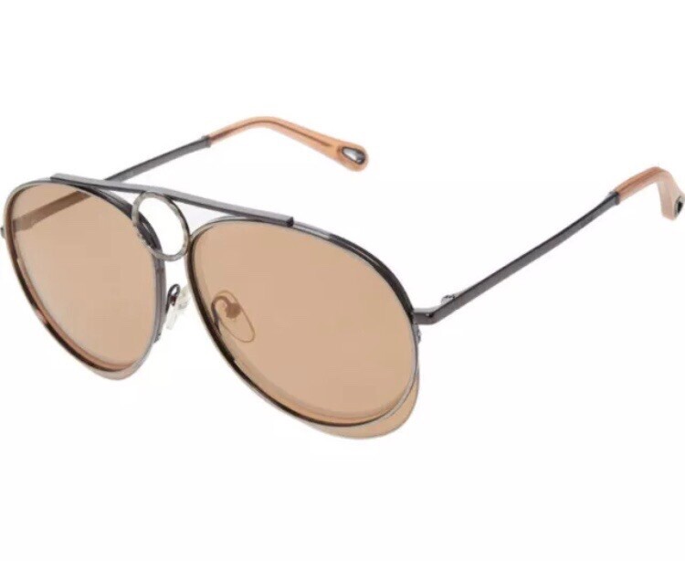 CHLOE Silver Tone Extended Lens Oversized Sunglasses Made In Italy