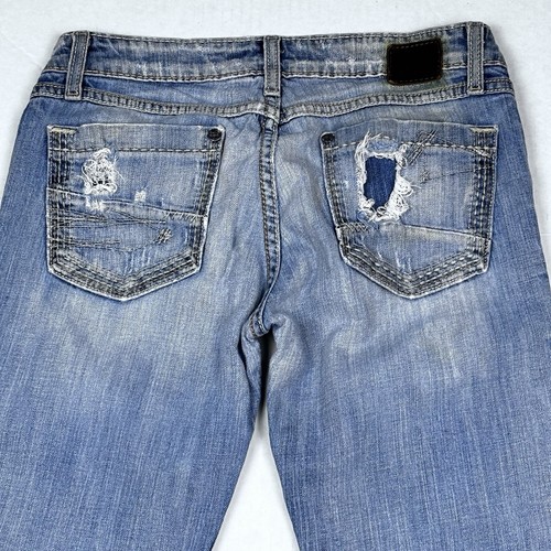 BKE Jeans Women 27x31.5” Blue Denim Sabrina Bootcut Low Rise Stretch Distressed - Picture 6 of 7