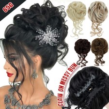 Natural Clip on in Messy Bun Hair Piece Extension Wedding Chignon Hair Claw Clip