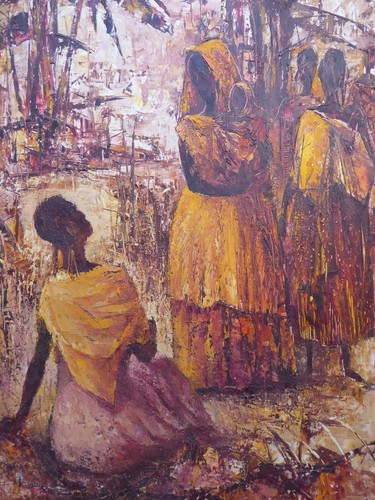 OIL PAINTING TRIBAL WOMEN LISTED ARTIST JOHN SELDON 1962 FREE SHIPPING ENGLAND - Picture 7 of 12
