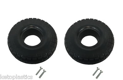 KETO PLASTICS PAIR OF 10" PUNCTURE PROOF TYRES 4.10/3.50 - 4 - SELF ASSEMBLY REQURED