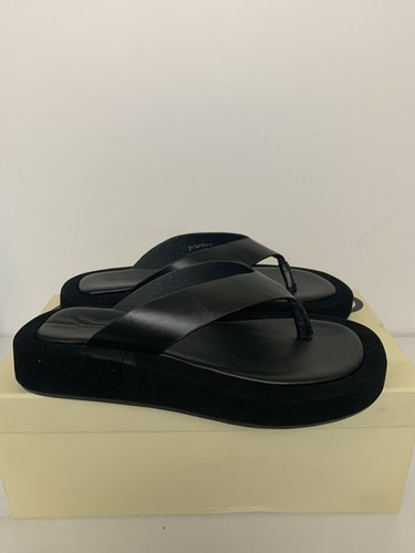 Commonry Peta Black Leather Flatform Thongs Size 37 - Picture 5 of 6