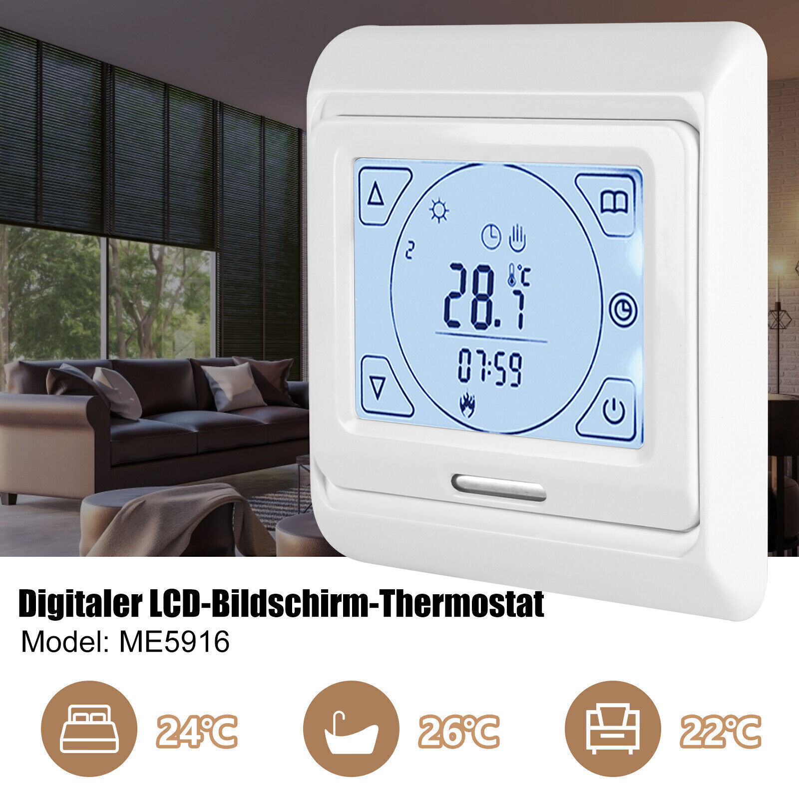 CONENTOOL Digital Thermostat Raumthermostat Fußbodenheizung ...
