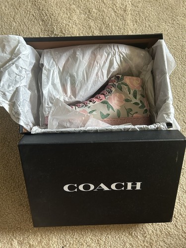 Coach C204 Floral Glitter Rose Print High Top Sneakers Womens Sz. 6B - Picture 7 of 11