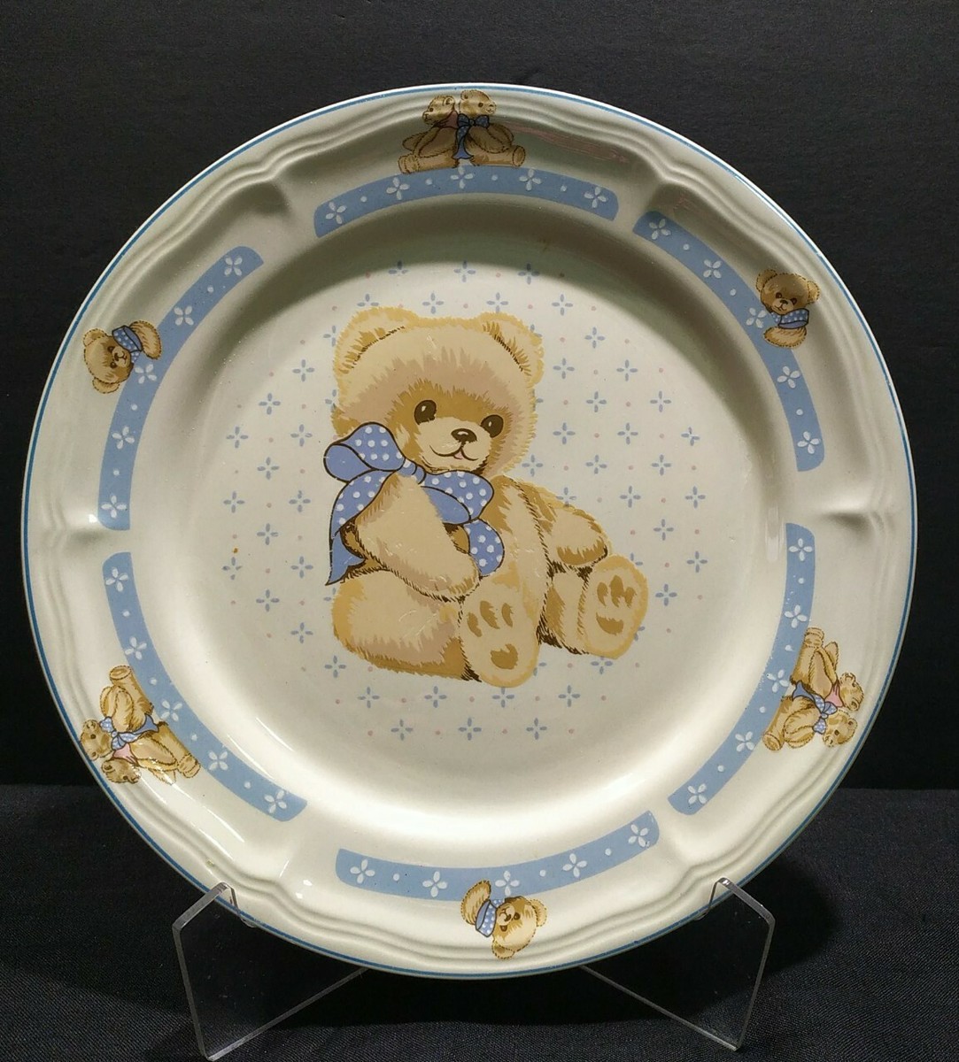 Vintage Tienshan COUNTRY BEAR dinner plate blue ribbon Theodore