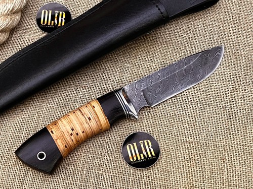 OLIR Rusia cuchillo de damasco acero damasceno acero acero cuchillo de caza HRC-63 - Imagen 11 de 16