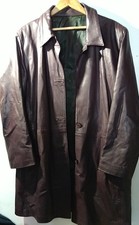Vera Pelle Vintage Women's Leather Plum Buttom Up Long Line Jacket Coat Size Xxl