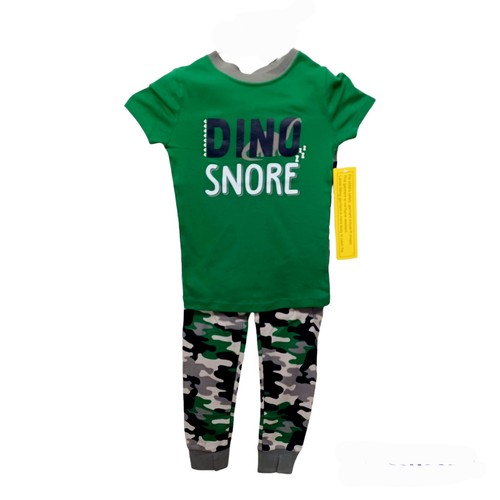 Wonder Nation Dinosaur Camo Pajama Set-5T-Dino Snore-Short Sleeves-Long Pants