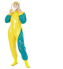 Latex Look Full Body Protective Suit Hooded Coverall Costume Outfit Unisex