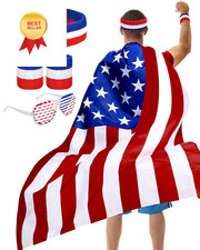 American Flag Cape USA Costume Accessories Patriotic Cloak Large, Red