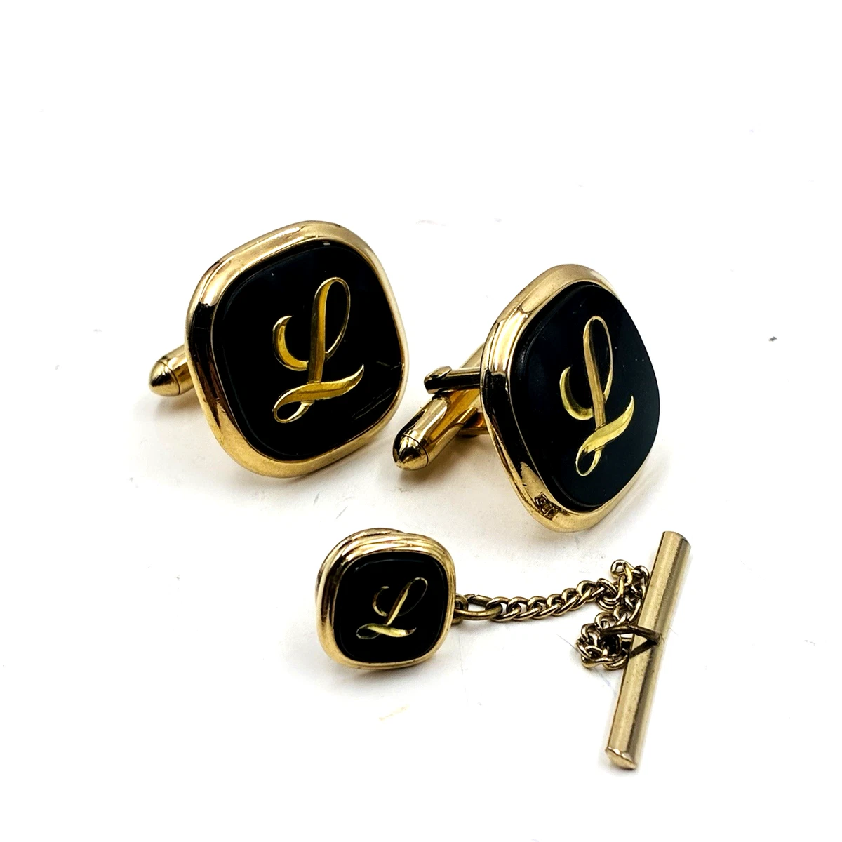 Boutons De Manchette Vintage SWANK - Monogramme Lettre E - Occasion, Bon état - Pour Homme