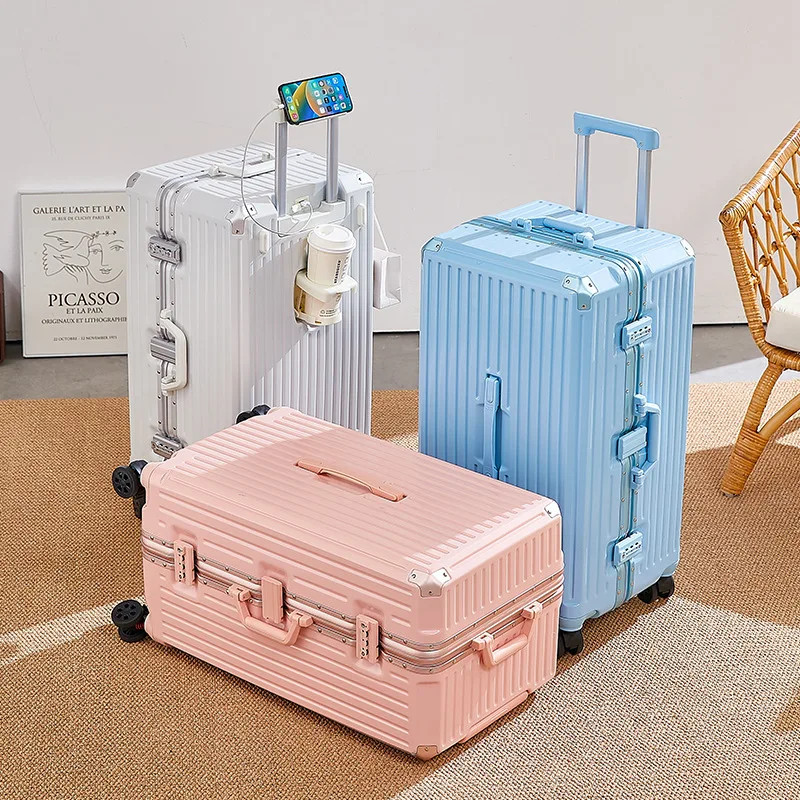 Estuches de viaje de aluminio de gran capacidad, mochilas, maletas con ruedas