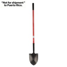 Round Point Shovel-Sturdy 48  Fiberglass Handle - Heavy Duty 16 Gauge Steel Head