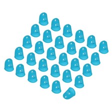 Light Blue Silicone Finger Tips Protectors Breathable Caps, XL, 30 Pcs