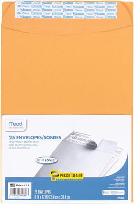 Mead Envelopes, Letter Size 9'' X 12'', Press-It Seal-It Self Adhesive Closure, Br