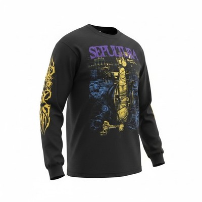 Sepultura Chaos AD 1993 Faded Black Long-Sleeve USA Made Heavy Metal T-Shirt XL