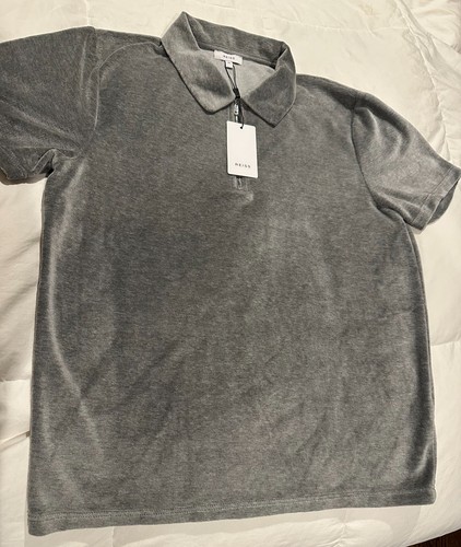 Herren Reiss grau Velours 1/4 Reißverschluss Kurzarm Hemd-Neu mit Etikett Größe Medium M - Bild 1 von 2