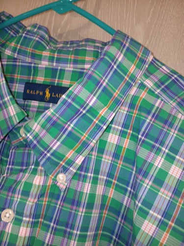 Camisa con botones Ralph Lauren para hombre 3XLT alta multicolor a cuadros púrpura pony - Imagen 7 de 8
