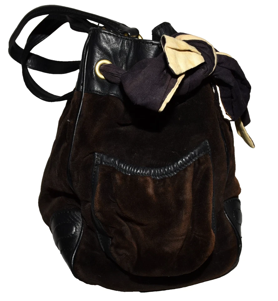 Vtg Juicy Couture Daydreamers Brown Velour Scottie Dogs Large Shoulder Tote Bag - Image 4 of 4