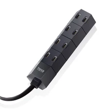 Elecom Power Supply Tap Rotating Hexa Compact 4 Outlets 1m Black T-HX7-2410 823