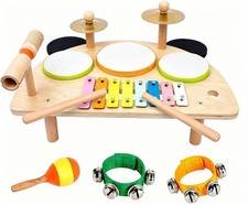 Kids Drum Set, Montessori Musical Instruments for Toddlers 1-6, Wooden Toys M...
