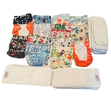 Lot Of 14 ALVA Baby Reusable Cloth & More Diapers & 21 Inserts
