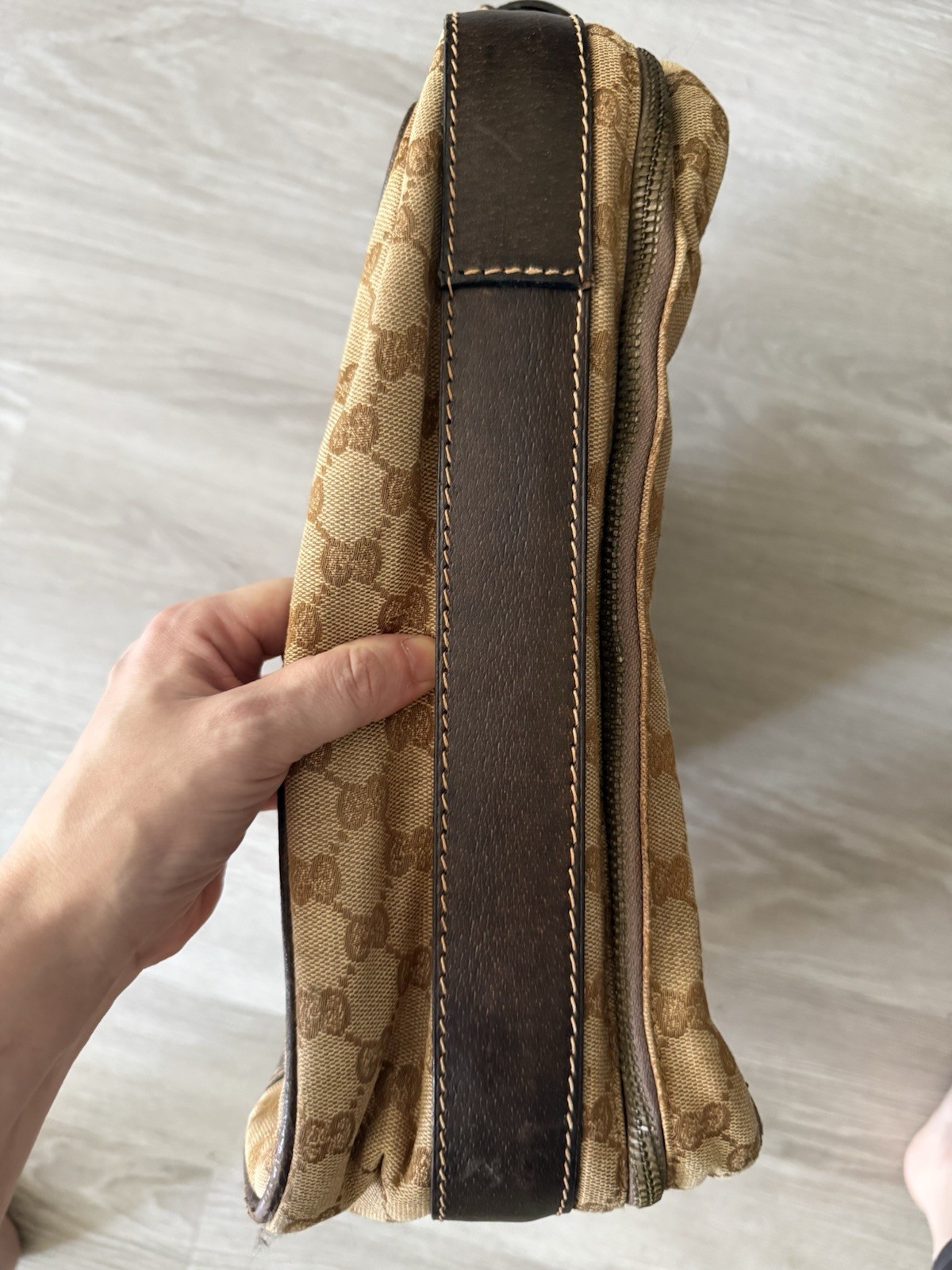 Vintage Gucci Monogram Sherry Line Suitcase Bag Brown Leather Luggage Rare image 6