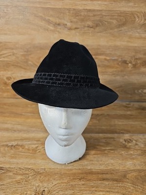 Cavanagh Hats New York Mens Sage Black Felt Fedora 7-3/8 