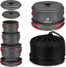 Camping Cookware, Aluminum Camping Cooking Set Camp Kitchen, Portable Camping Po