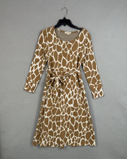 Astrid Sweater Dress Womens Small Brown Animal Print Belted Knit Midi Italy