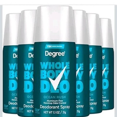 Degree Whole Body Deodorant Spray Ocean Rush 48-Pack 1.1oz Aluminum-Free 72H New