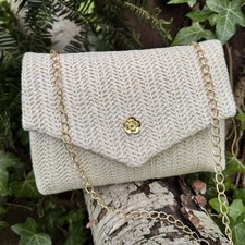 Womens Bag Straw Summer Vintage Evening Bag Wedding Shoulder Clutch RRP £25.00