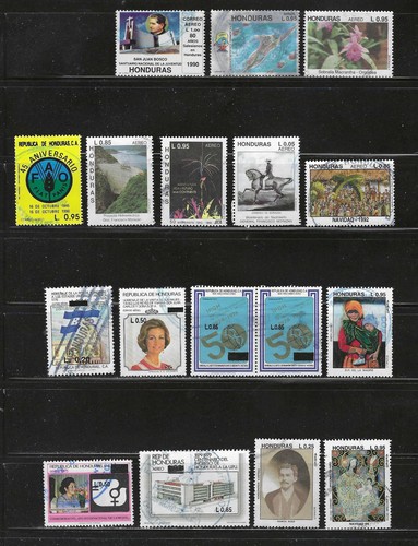 HONDURAS , 1990/94 , LUFTPOST , KONVOLUT 17 BRIEFMARKEN , PERF , GEBRAUCHT