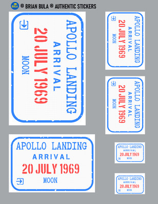 Moon Landing Sticker Sheet Deal 6 pcs Celebrate Apollo 11 Men on Moon