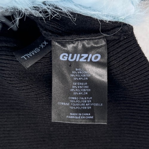 GUIZIO Faux Fur Trim Bolero Womens XXS Black Blue Shrug Sweater Knit Top Y2K NEW - Picture 14 of 19