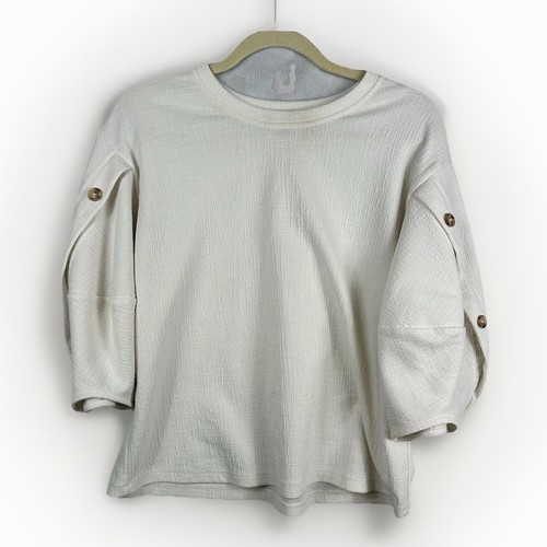 Aktuelle Air Anthropologie Bluse Medium Puff 3/4 Arm Ivory Boho - Bild 1 von 6