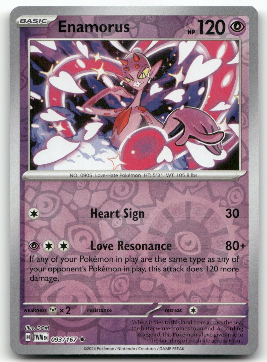 Enamorus - 093/167 #93/167 (Reverse Holo) NM SV06: Twilight Masquerade Pokemon