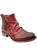 Miz Mooz Women's Lili Ruched Leather Ankle Boots Bordeaux