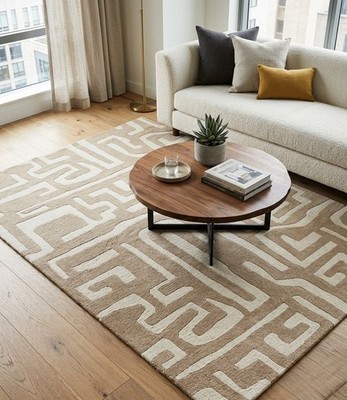  Sustainable Hand Tufted Wool Area Rug | Designer Floor Carpet | For Living Room