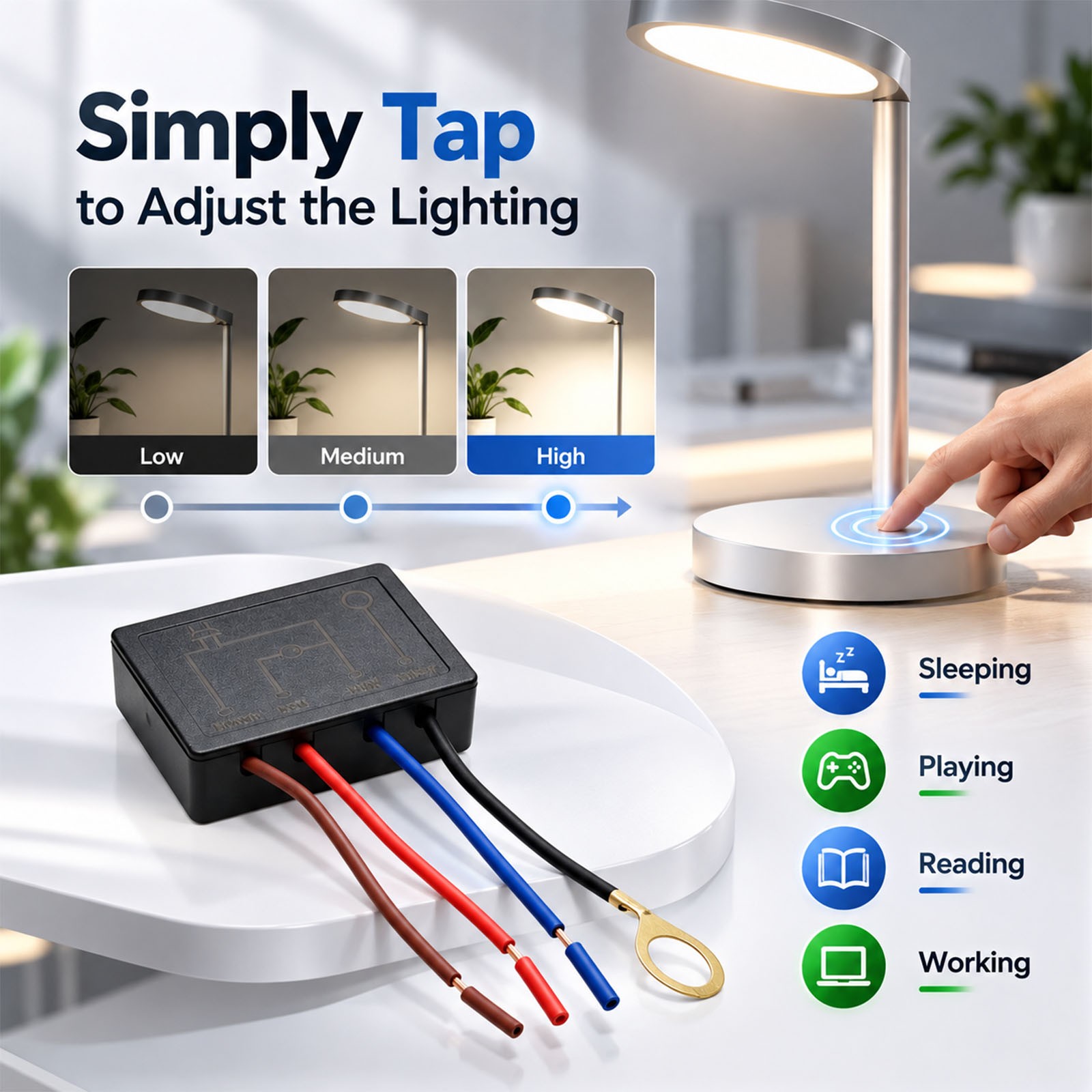 2*Table light Dimmer Touch Control Sensor for Dimmer LED Bulb Lamp ...