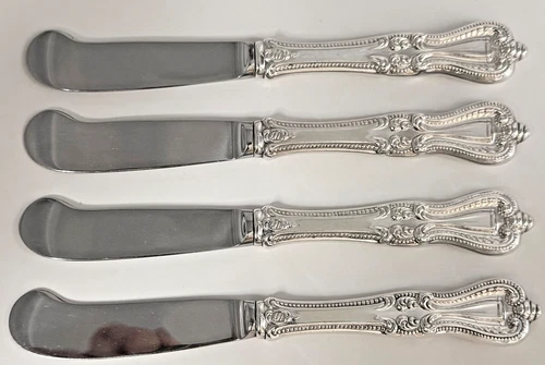 FOUR ANTIQUE TOWLE OLD COLONIAL  (1894) STERLING SILVER INDIVIDUAL BUTTER KNIVES