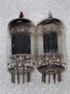 Pair Tungsol 5687 Dual Black Flat Plate D Getter Tubes RARE Amplitrex Strong #2
