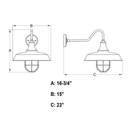 Dorado 1-Light Outdoor Wall Sconce in Farmhouse and Barn Style 16.75 Inches Tall - Picture 2 of 13