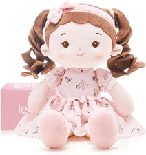 LeyaDoll Soft Baby Doll Toys (16''), My First Rag Princess Breeze-pink 